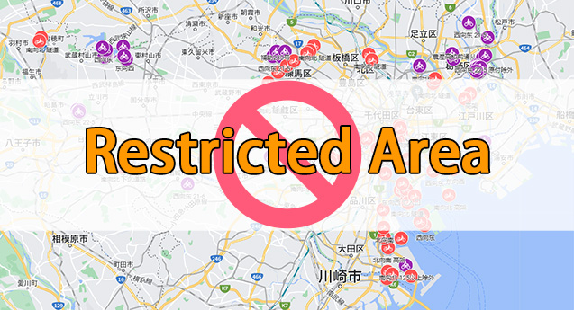 Tokyo Motorcycle Prohibited Area Map